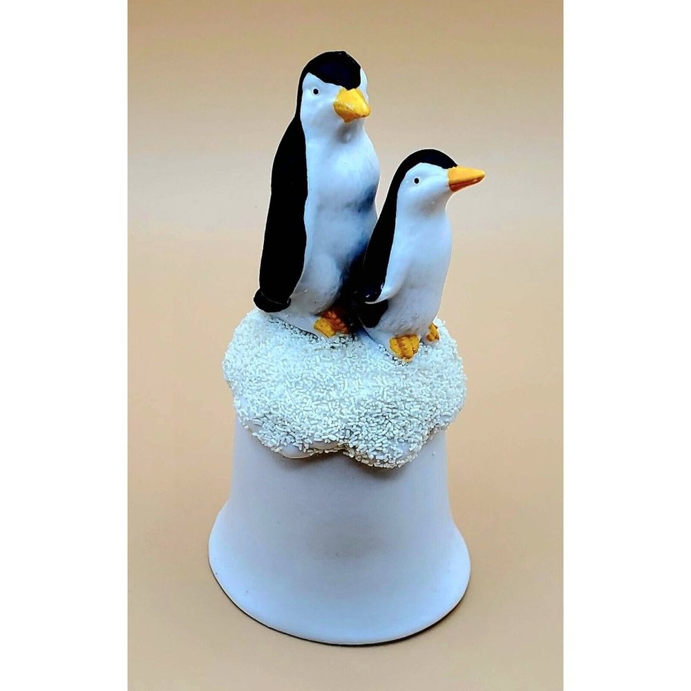 Mom and Baby Penguin Vintage Ceramic Bell